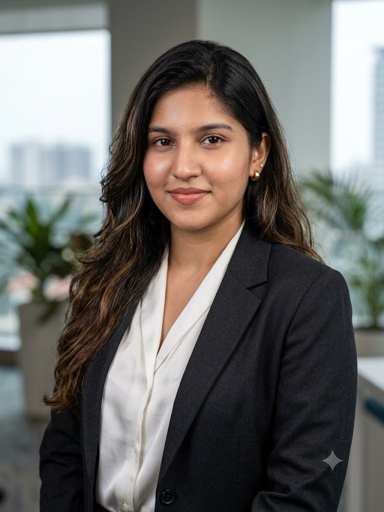 Neka Fazalullah in a dark blazer
